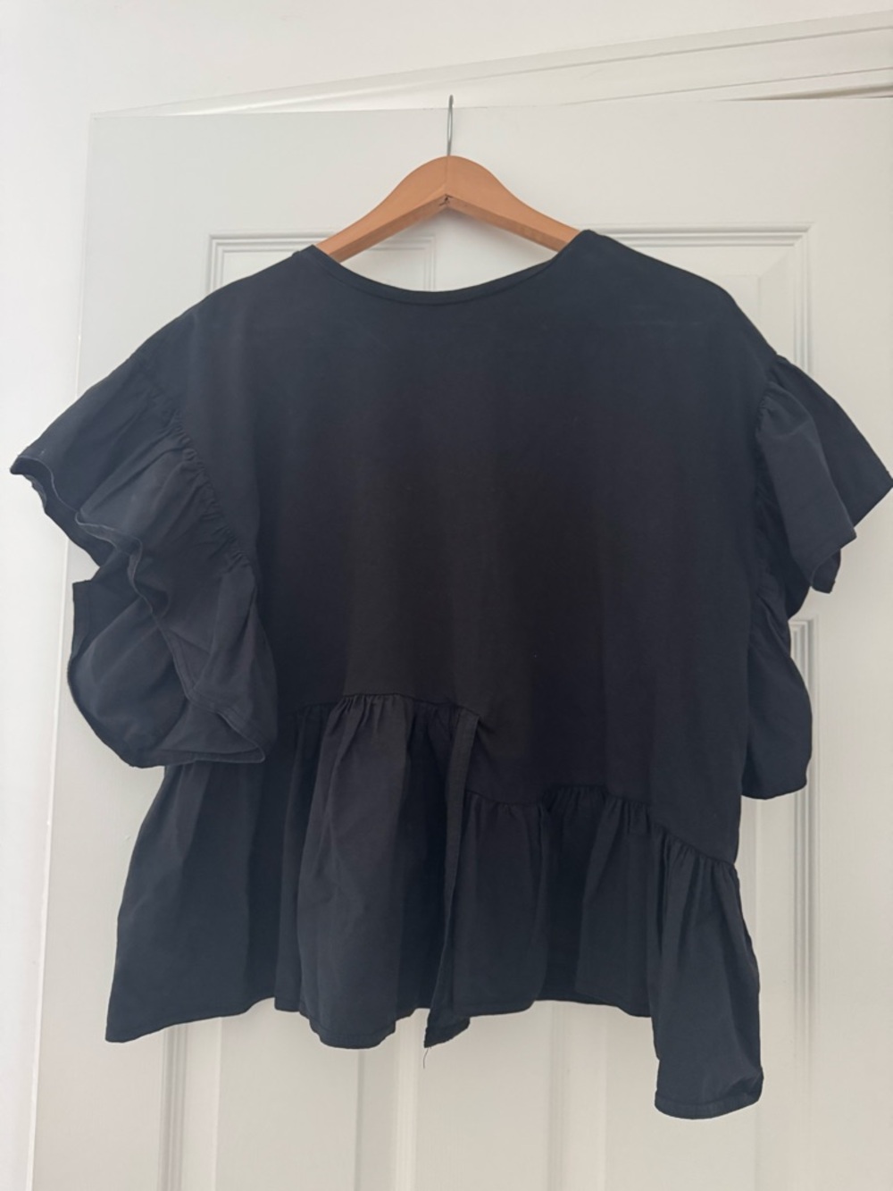 Zara Black Ruffle Sleeve Tunic Top